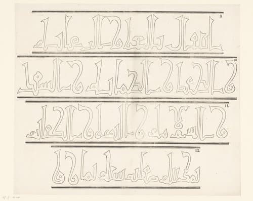 Kopieën gemaakt naar inscripties in Arabisch schrift