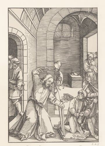 Christus verdrijft de geldwisselaars uit de tempel by anonymous; Hans Schäufelein