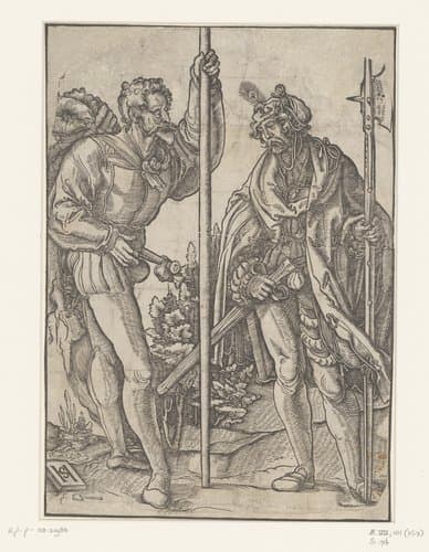 Twee landsknechten met een spies en een hellebaard by anonymous; Hans Schäufelein