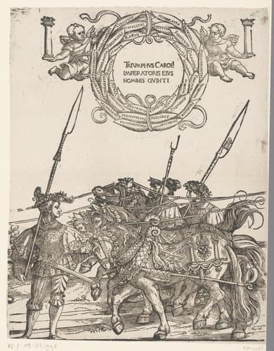 Derde groep paarden van de stoet met titel by anonymous; Hans Schäufelein