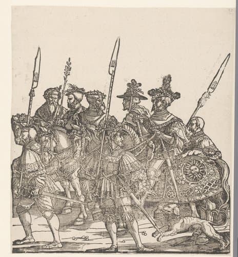Ruiters en soldaten te voet by anonymous; Hans Schäufelein