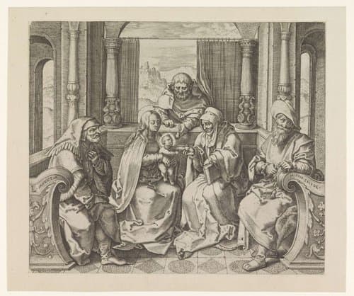 Anna-te-Drieën met Jozef en twee mannelijke heiligen by anonymous
