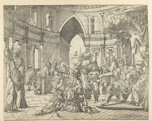 Het oordeel van Salomo by Monogrammist SAF