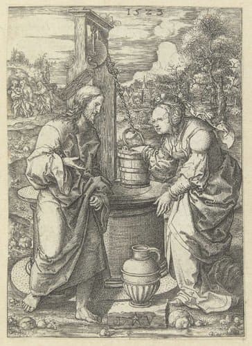 Christus en de Samaritaanse vrouw by Dirck Vellert