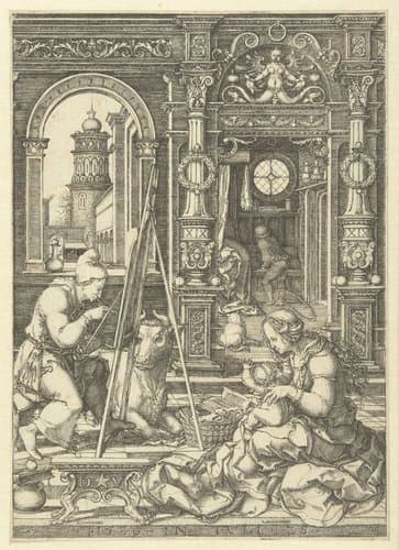 Heilige Lucas schildert Madonna met kind by Dirck Vellert