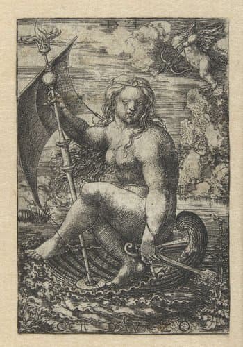 Venus zeilend in een schelp by Dirck Vellert