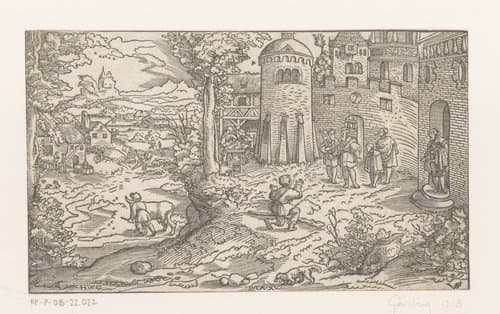 Landschap met de thuiskomst van de verloren zoon by Virgilius Solis