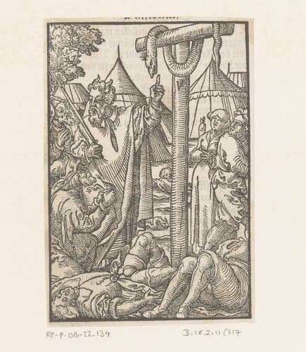 Mozes en de koperen slang by Virgilius Solis
