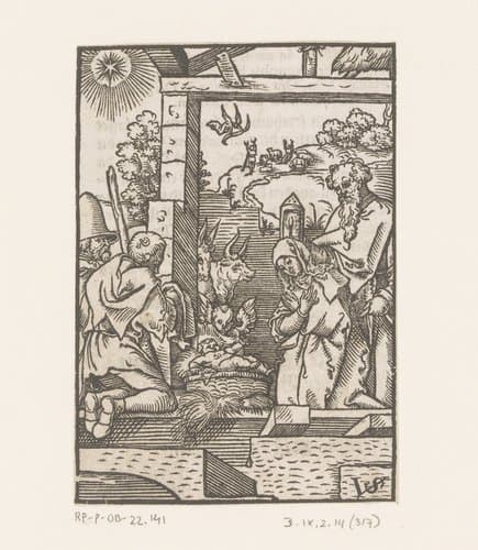 Aanbidding door de herders by Virgilius Solis