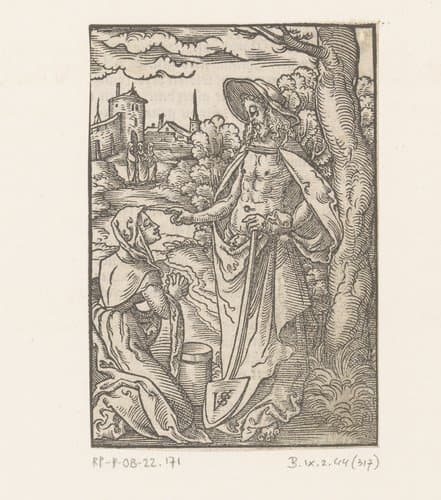 Christus verschijnt als tuinman aan Maria Magdalena (Noli me tangere) by Virgilius Solis