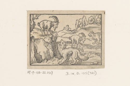 Fabel van de geit en de leeuw by Virgilius Solis