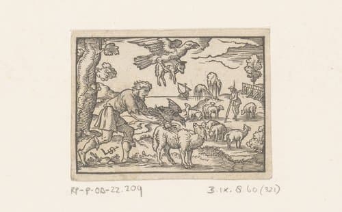 Fabel van de adelaar en de kraai by Virgilius Solis