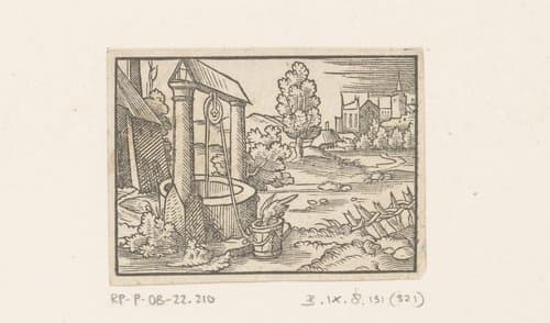 Fabel van de kraai en de kruik by Virgilius Solis