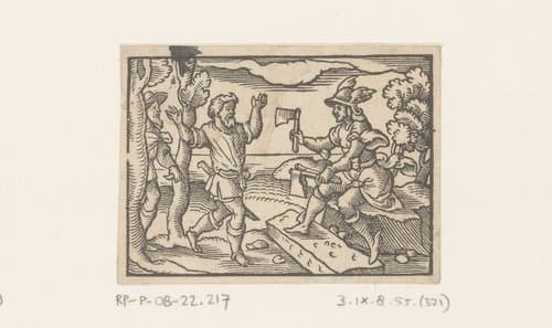 Fabel van Mercurius en de houthakker by Virgilius Solis