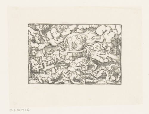Plaag van de sprinkhanen by anonymous; Virgilius Solis