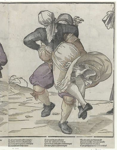 Dorpsbruiloftsfeest met dansende paren by anonymous