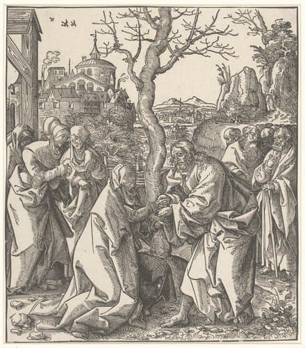 Christus neemt afscheid van zijn moeder by anonymous; Wolf Traut