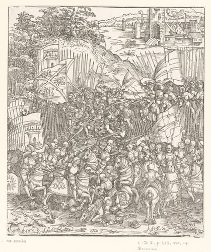 Historische voorstellingen op de triomfboog van keizer Maximiliaan I, keizer van het Heilige Roomse Rijk by anonymous; Wolf Traut