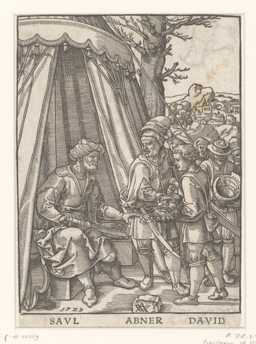 David met Abner toont Saul het hoofd van Goliath by anonymous; Anton von Woensam