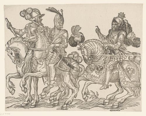 Drie ridders te paard by anonymous; anonymous
