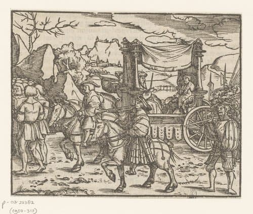 Vorst in een triomfwagen by anonymous; anonymous
