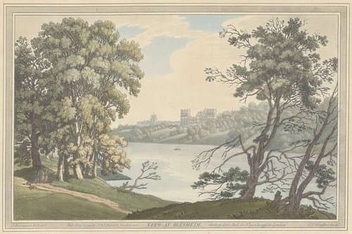 Gezicht op Blenheim Palace over het meer by Joseph Constantine Stadler
