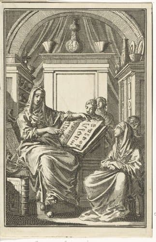 Titelpagina voor Het Leerzaam Huisraad by Jan Luyken