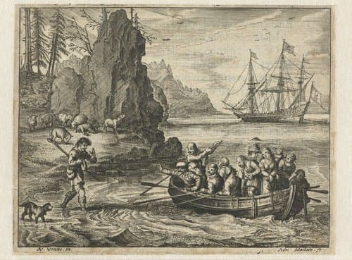 Voorstelling uit de geschiedenis van Celadon en Galathee by Adriaen Matham