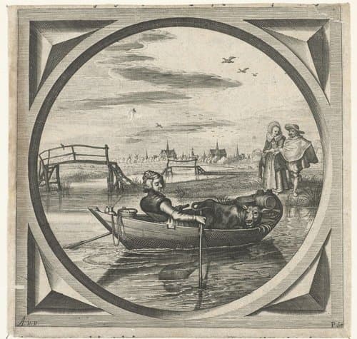 Vrouw in een roeiboot by Pieter Serwouters