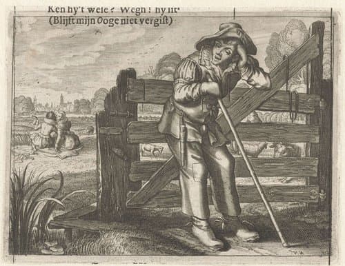 Minne-Mall van Dicke Leendert, en Lijsje Teunis, met Ioncker Maerten by Pieter de Jode (I)