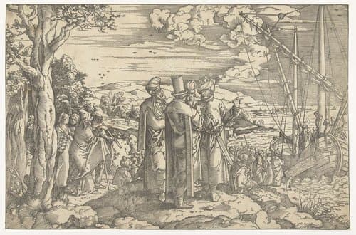 Christus predikt vanuit het schip by Jan Swart van Groningen
