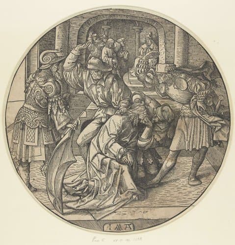 De bespotting van Christus by Jacob Cornelisz van Oostsanen