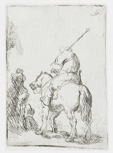 Ruiter op de rug gezien by Rembrandt van Rijn