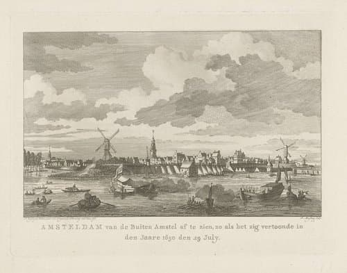 Gezicht op Amsterdam vanaf de Buiten-Amstel, 1650 by J. Mijling