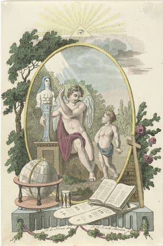 Allegorie met een engel en een standbeeld van Moeder Natuur by Pieter van der Meulen
