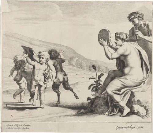 Dansende kinderen bij de muziek van saters en maenaden by Michiel Mosijn