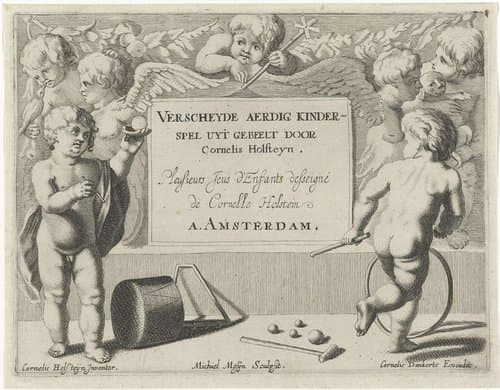 Kind met een bal en een kind met een hoepel by Michiel Mosijn