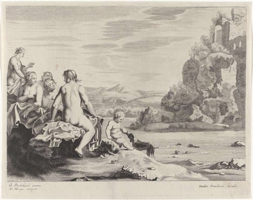 Nimfen op de rivieroever by Michiel Mosijn