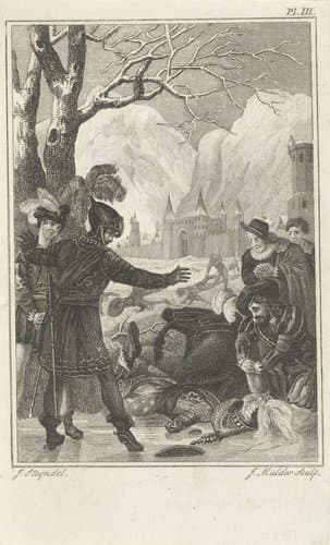 Treurende mensen op het ijs by Jan Mulder (1786-1817)
