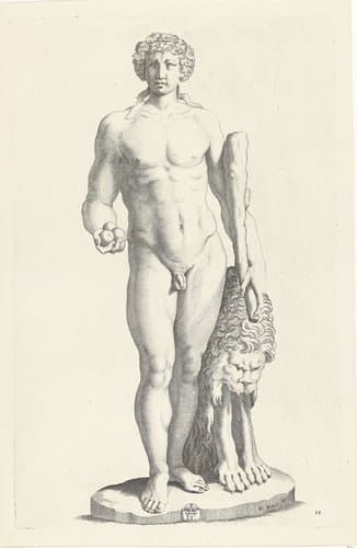 Standbeeld van Hercules met de appelen van de Hesperiden in de hand by Michel Natalis
