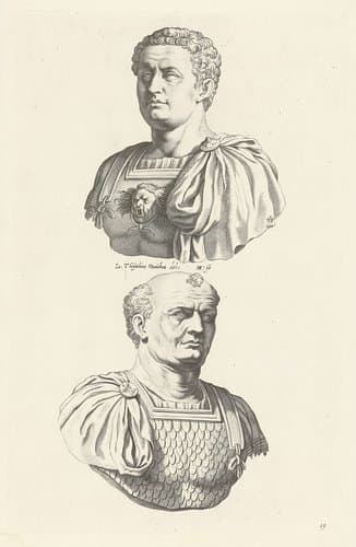 Twee bustes van mannen in borstkuras by Michel Natalis