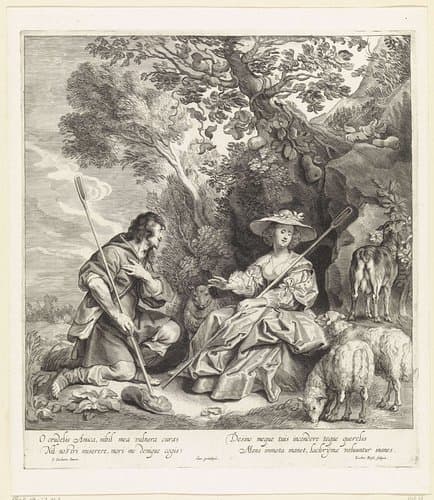 Coridon en Sylvia met de schapen by Jacob Neefs