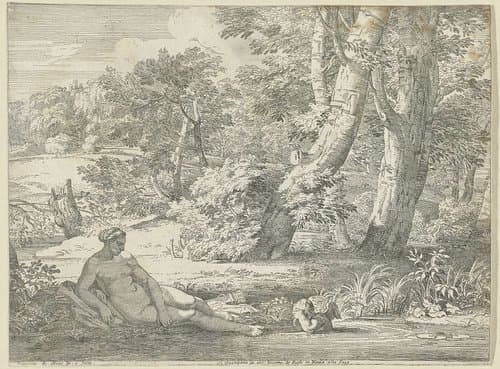 Venus en Amor bij het water by Franciscus de Neve
