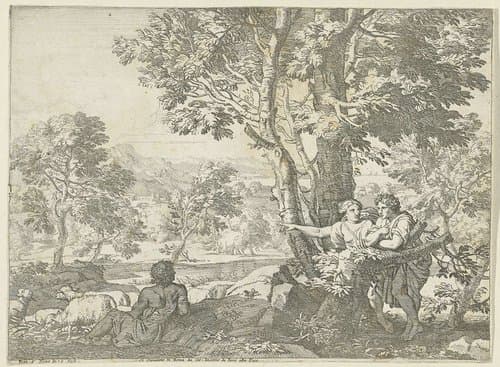 Landschap met drie herders by Franciscus de Neve