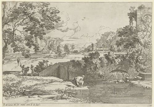 Landschap met een hengelaar by Franciscus de Neve