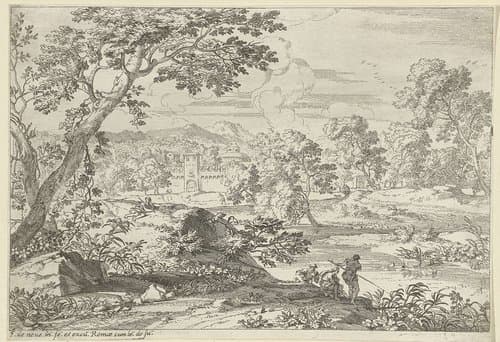 Landschap met een visser by Franciscus de Neve