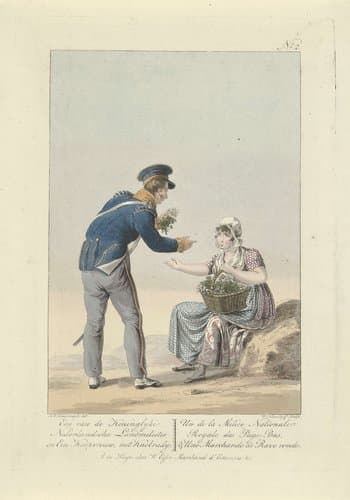 Soldaat en een koopvrouw met knolradijs, 1816 by Walraad Nieuwhoff