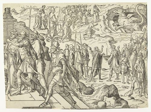 Daniël en koning Cyrus bij de draak by anonymous