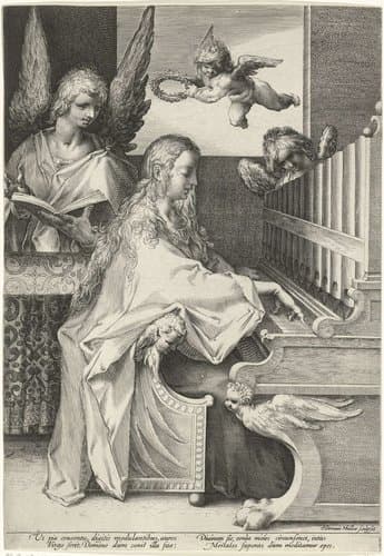 H. Cecilia spelend op het orgel by Harmen Jansz Muller