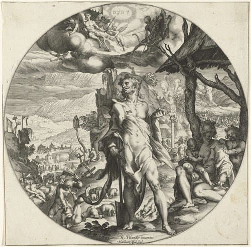 Val en redding van de mensheid by Harmen Jansz Muller